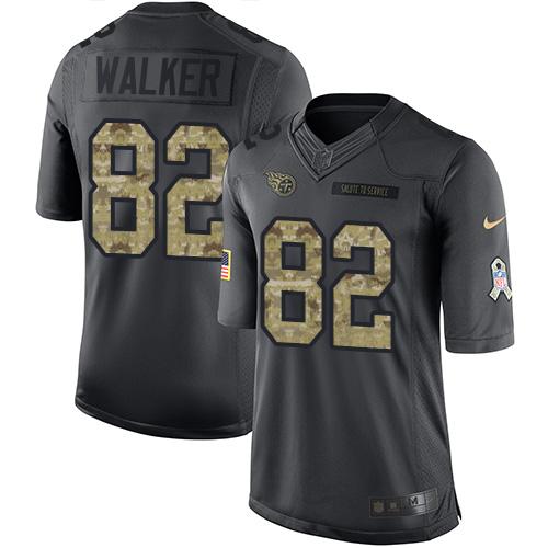 Nike Titans #82 Delanie Walker Black Men's Stitched NFL Limited 2016 Salute To Service Jersey